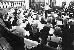 The Manhattan Choral Ensemble in Rehearsal